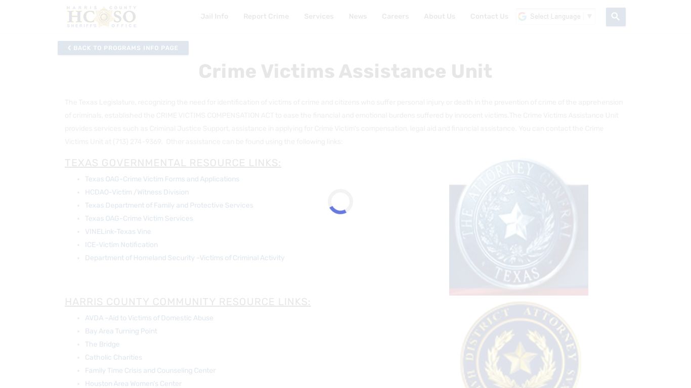 Victims Assistance Unit—Harris County Texas Sheriff's Office